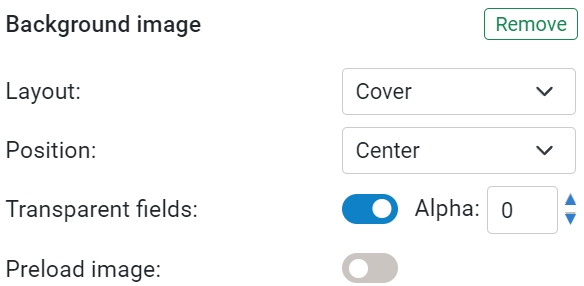 Background image configuration settings