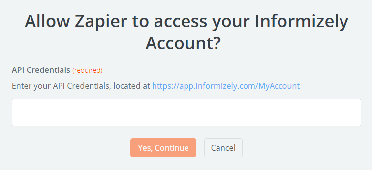 Allow Zapier access to Informizely account