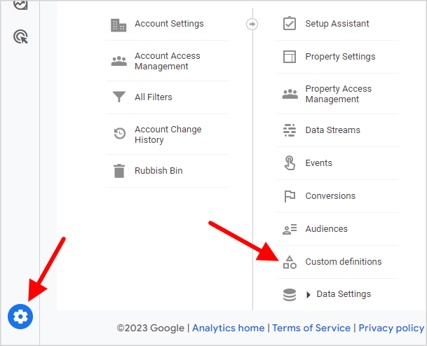 Google Analytics Custom Definitions